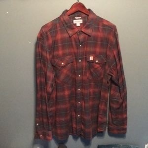 Carhartt Relaxed Fit Plaid Pearl Snap Flannel XL